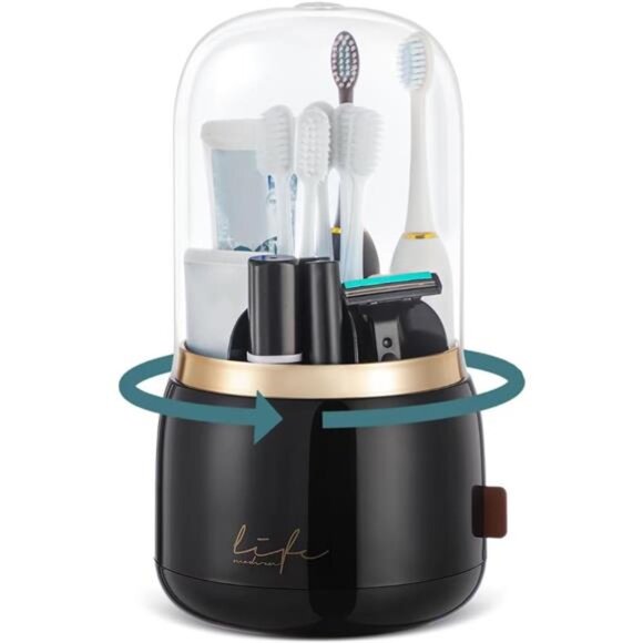 Toothbrush Holders with Cover 360° Rotating 7-Slot